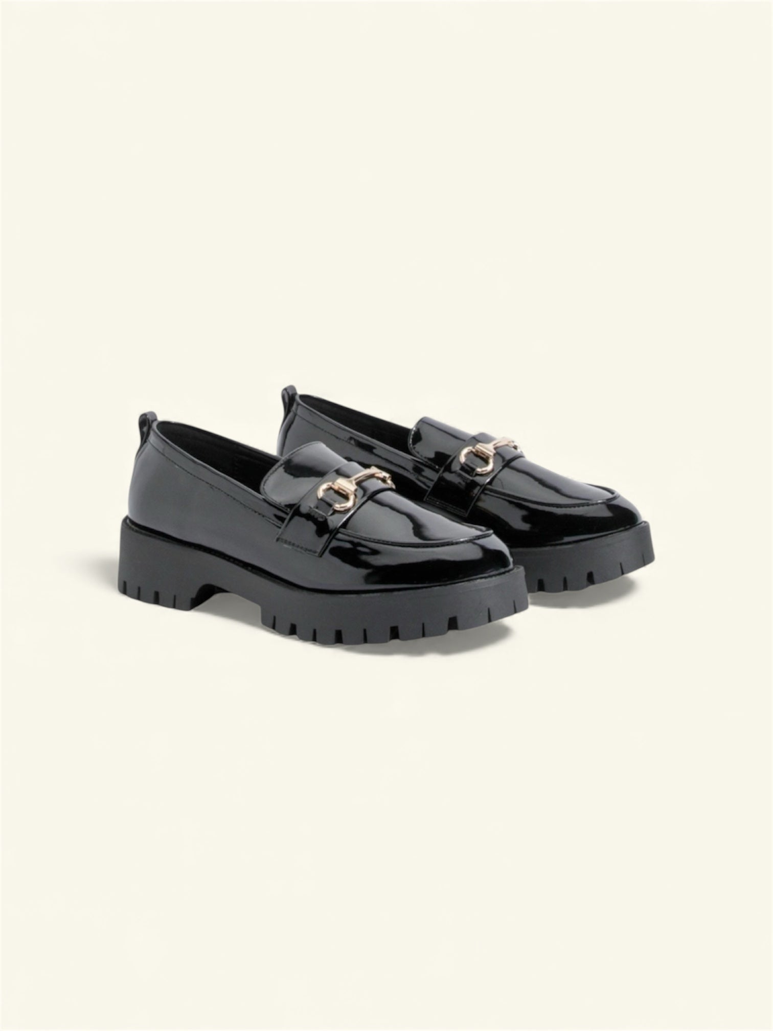 Mocassins / loafers plateforme noirs vernis